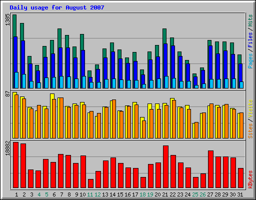 Daily usage for August 2007